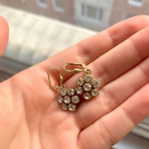 Vintage gold stud faux diamond dangle earrings
